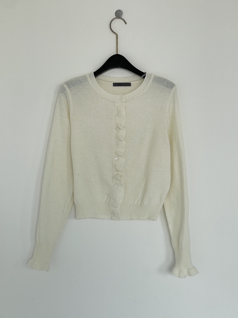 BETWEEN US韓國直郵東大門實拍女裝新品25春夏針織衫荷葉邊開衫JICJO:SEOUL針織衫