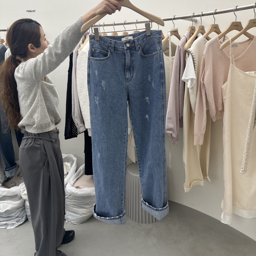 TWELVE直郵韓國代購女裝新品休閑25春夏職業時尚人氣牛仔褲TWELVE牛仔褲