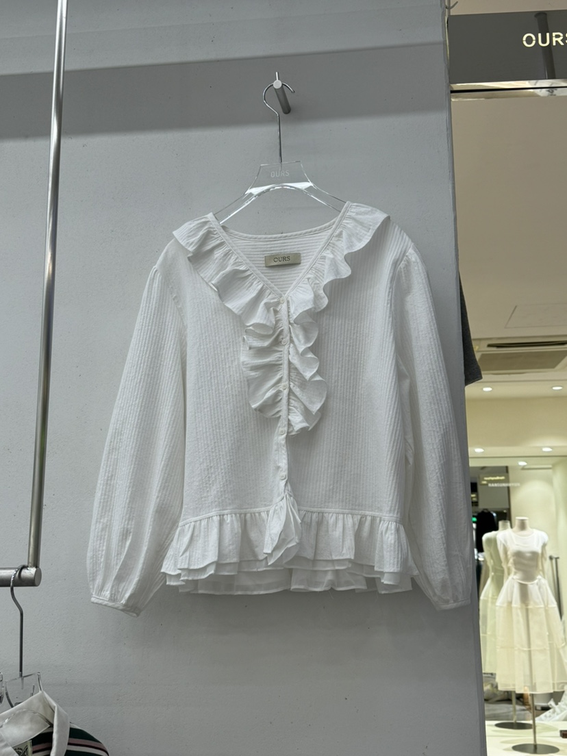 OURS東大門直郵女士新款時尚職業熱賣真品襯衫蕾絲衫荷葉邊OURS襯衫/蕾絲衫圖色1