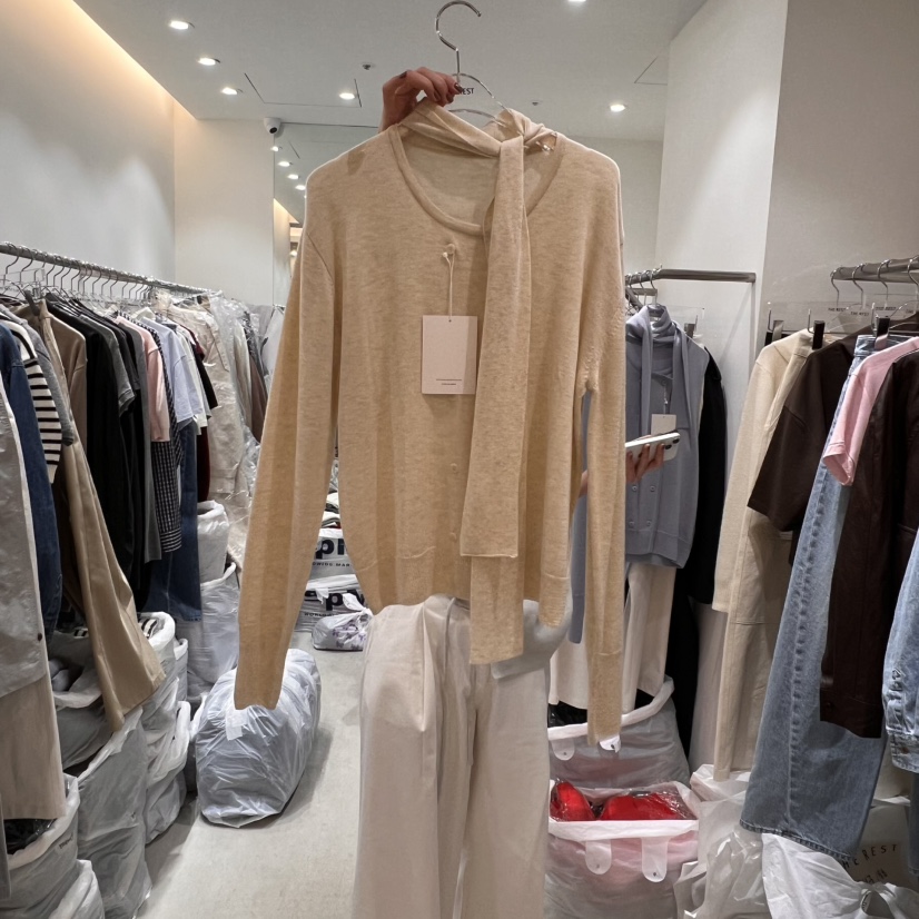 THE REST韓國直郵女士新品真品職業時尚推薦針織衫含圍巾雙層THE REST/UNNOEUD針織衫圖色2