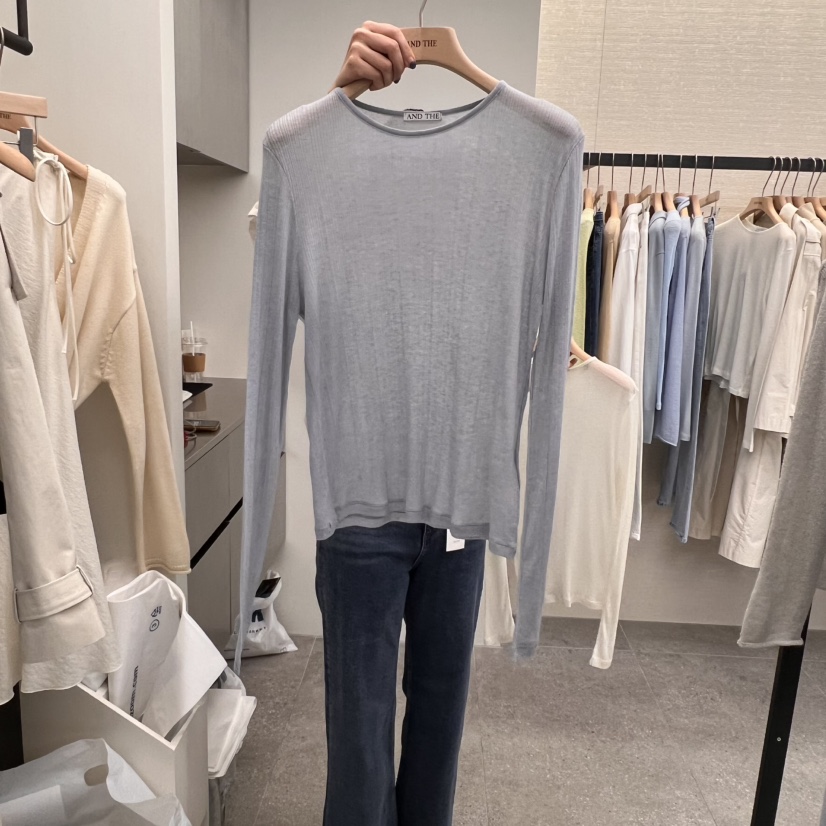 AND THE直郵韓國代購女裝新品人氣真品時尚職業熱賣長袖T恤AND THE長袖T恤圖色3