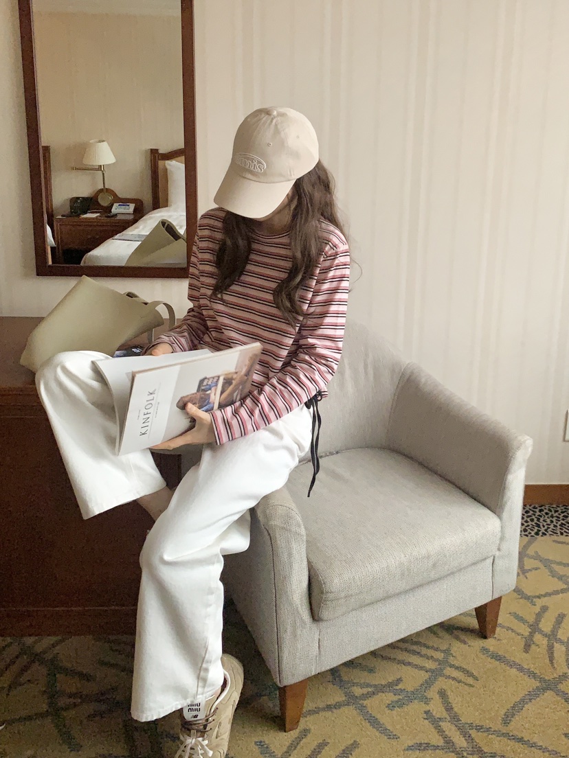 FORMSTUDIO韓國直郵女裝新品25春夏時尚熱賣休閑長袖T恤荷葉邊FORMSTUDIO長袖T恤