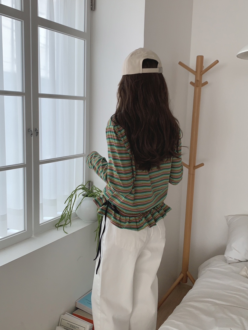 FORMSTUDIO韓國直郵女裝新品25春夏時尚熱賣休閑長袖T恤荷葉邊FORMSTUDIO長袖T恤