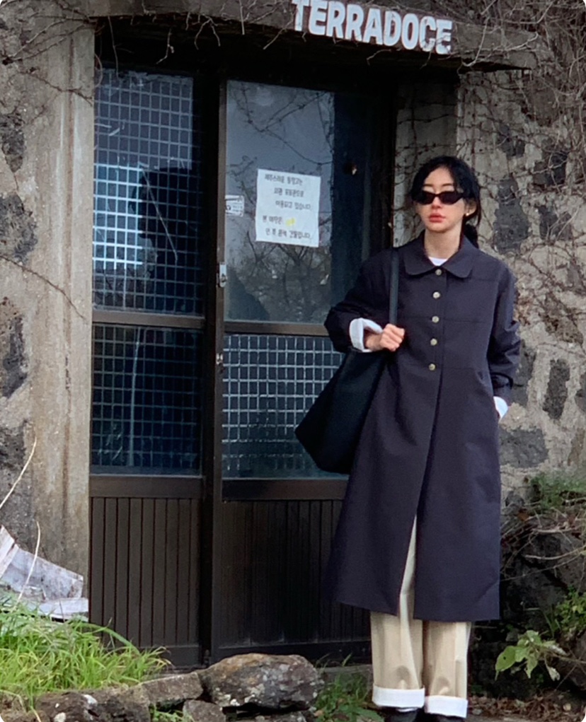 A Flan韓國直郵女裝新品熱賣25春夏職業人氣真品時尚長款風衣AFN/A Flan長款風衣