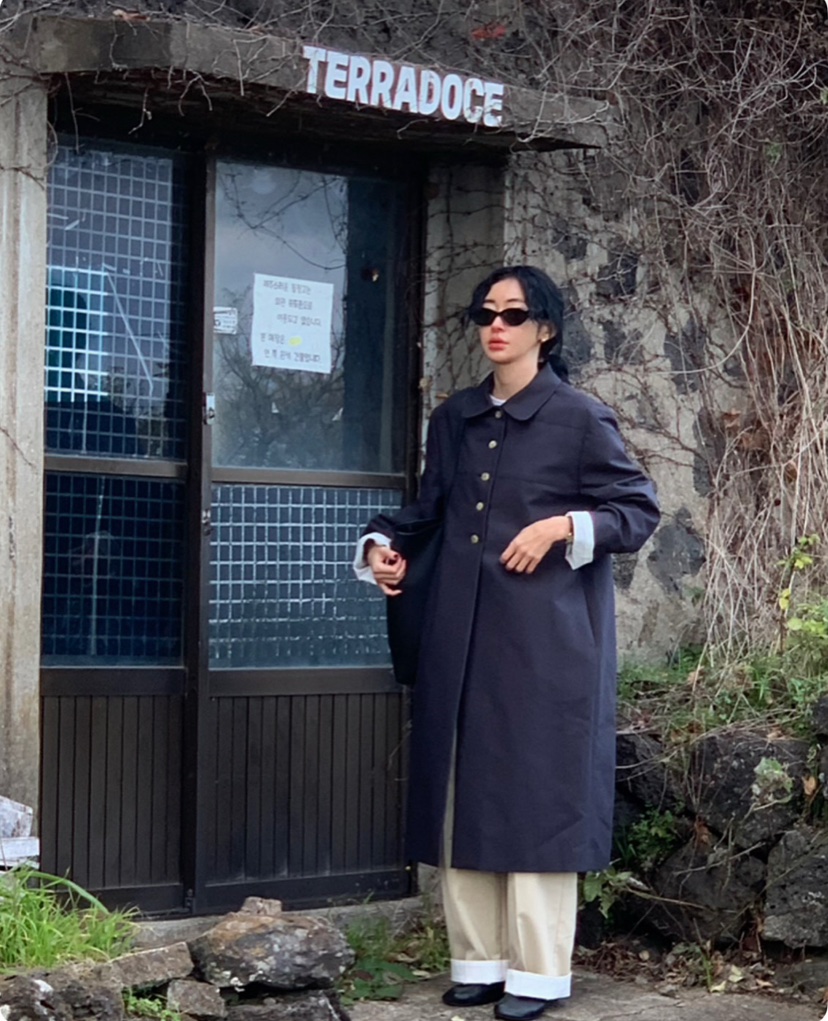 A Flan韓國直郵女裝新品熱賣25春夏職業人氣真品時尚長款風衣AFN/A Flan長款風衣