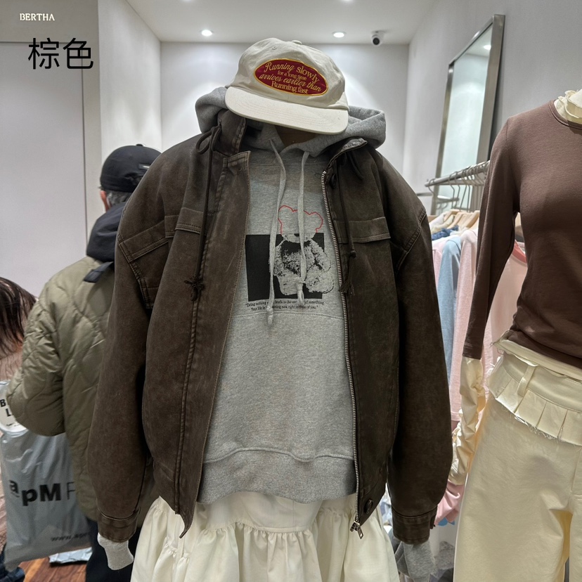 BERTHA東大門實拍女士新款25春夏熱賣推薦職業夾克皮革復古BERTHA夾克圖色2