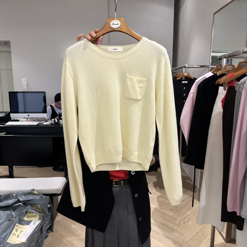 BRUSH-P韓國直郵女裝新款25春夏休閑推薦人氣時尚針織衫口袋BRUSH-P針織衫圖色4