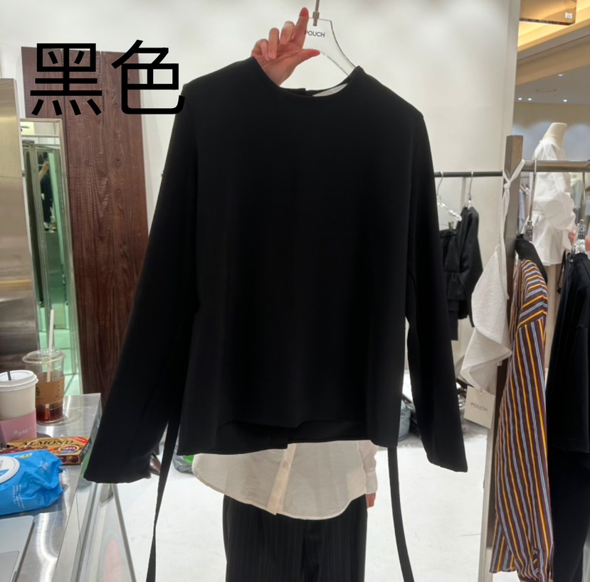 POUCH東大門直郵女士新款職業熱賣時尚人氣襯衫蕾絲衫含腰繩POUCH襯衫/蕾絲衫圖色3