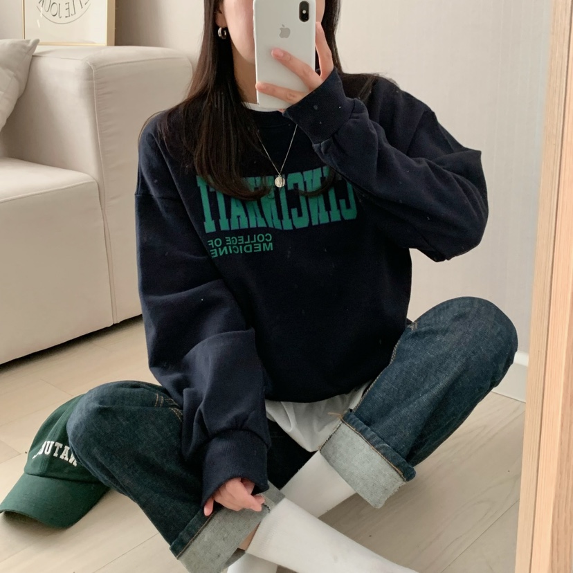 HELLO JINI韓國代購女士新款時尚真品人氣休閑25春夏職業衛衣HELLO JINI衛衣