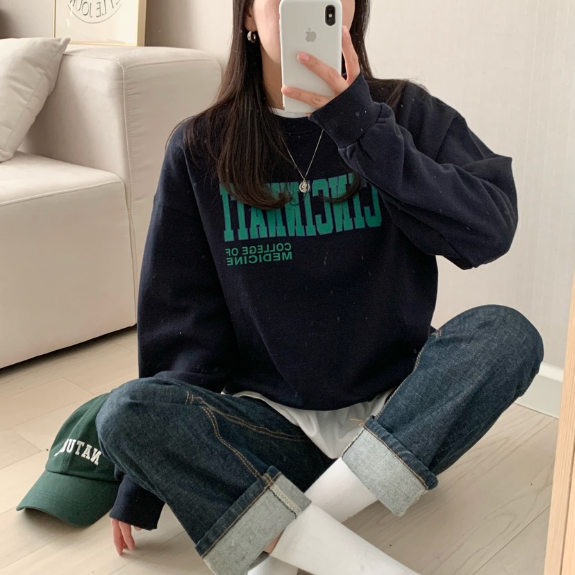 HELLO JINI韓國代購女士新款時尚真品人氣休閑25春夏職業衛衣HELLO JINI衛衣