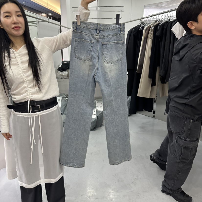 PAVEL韓國直郵東大門代購女裝新品時尚25春夏人氣職業牛仔褲PAVEL牛仔褲