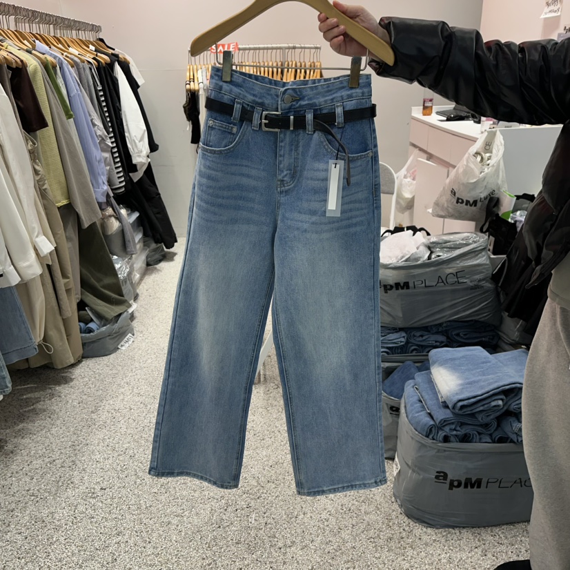 ATPZ韓國直郵女裝新品25春夏真品人氣推薦休閑牛仔褲含腰帶ATTENTION PLEAES牛仔褲