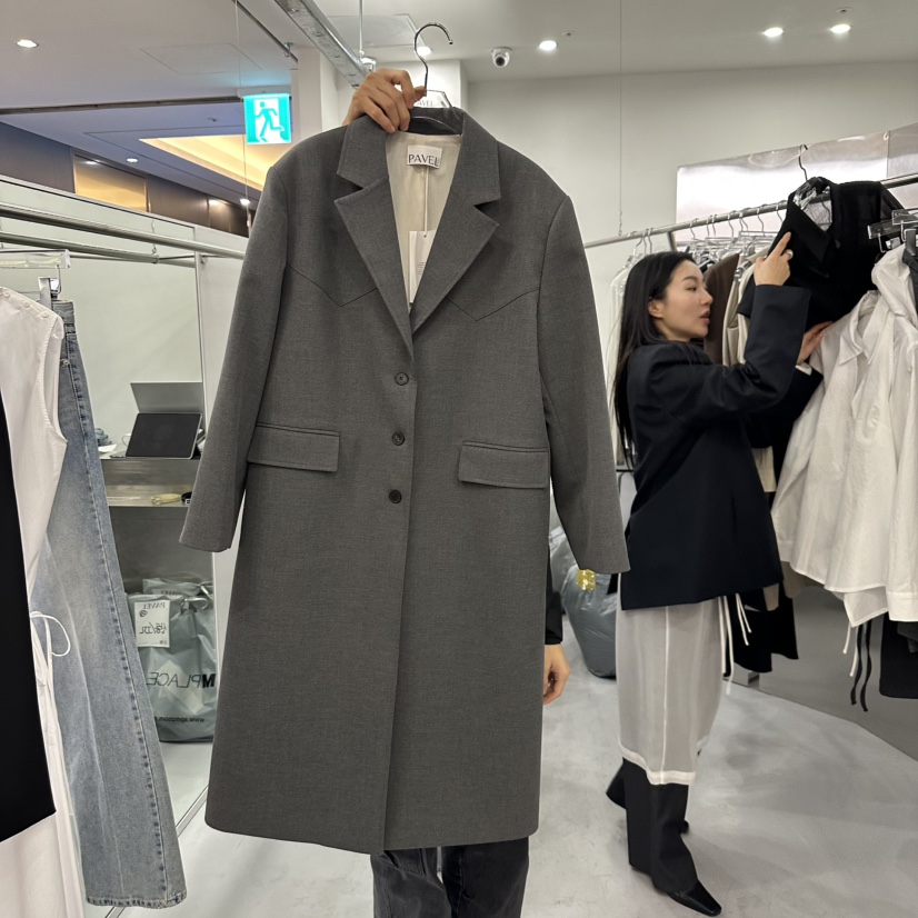 PAVEL韓國直郵東大門代購女裝新款時尚人氣職業休閑長款風衣PAVEL長款風衣圖色2