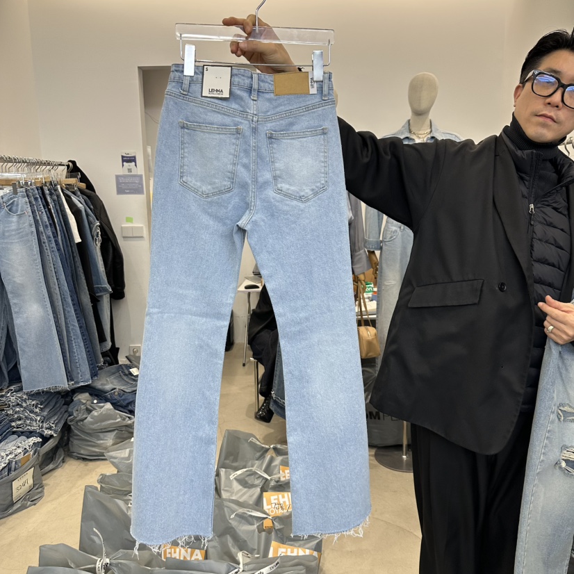 LEHNA韓國直郵東大門實拍女裝新品真品休閑25春夏推薦牛仔褲LEHNA牛仔褲