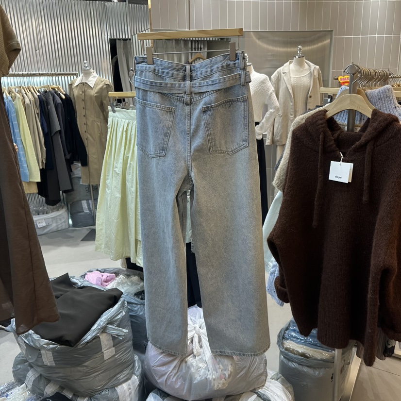 ALEGRE韓國直郵東大門代購女裝新款熱賣推薦休閑牛仔褲含腰帶ALEGRE牛仔褲