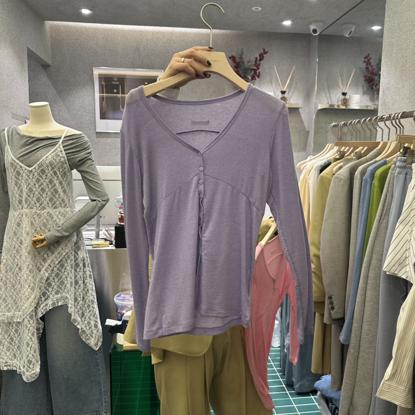 BABYTOUCH韓國直郵女裝新品推薦人氣25春夏真品長袖T恤開襟衫BABYTOUCH長袖T恤圖色3