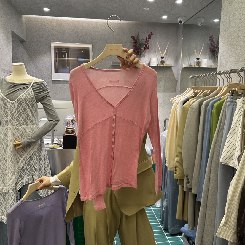 BABYTOUCH韓國直郵女裝新品推薦人氣25春夏真品長袖T恤開襟衫BABYTOUCH長袖T恤圖色4