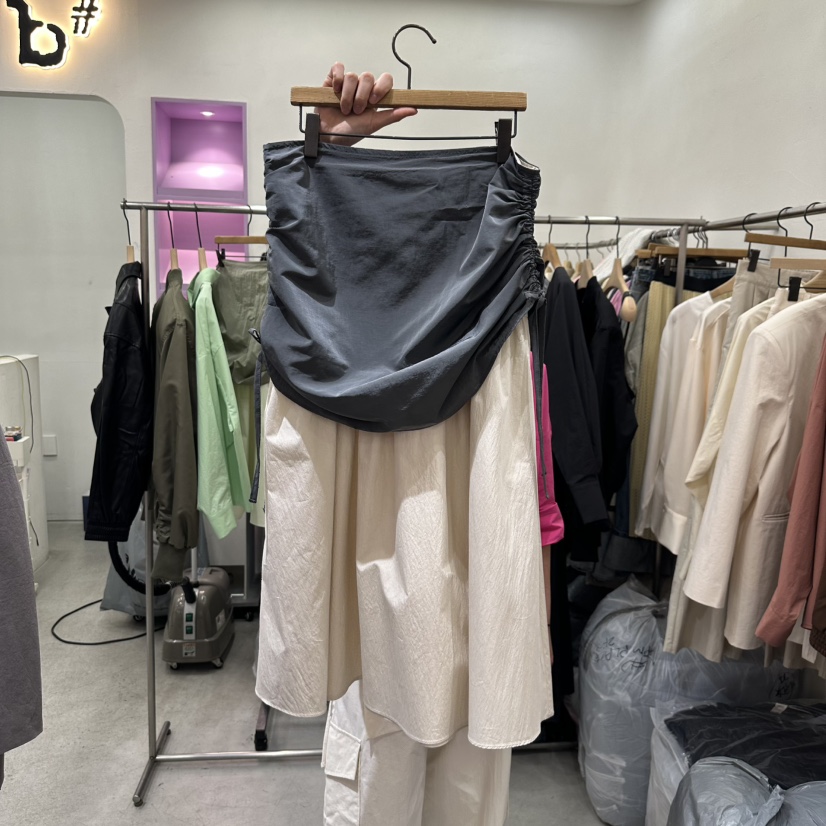 BISHOP韓國直郵東大門實拍女裝新品時尚真品25春夏長裙褶皺b#/BISHOP長裙