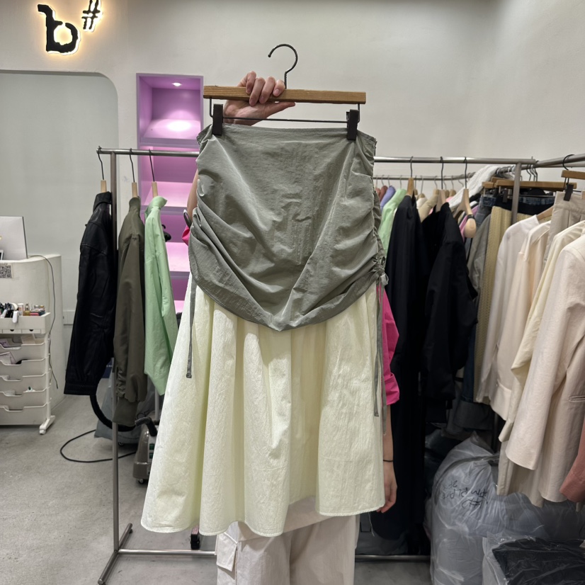 BISHOP韓國直郵東大門實拍女裝新品時尚真品25春夏長裙褶皺b#/BISHOP長裙