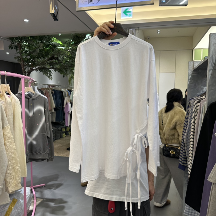 5K韓國直郵東大門實拍女裝新品熱賣職業人氣休閑推薦長袖T恤5K長袖T恤圖色2