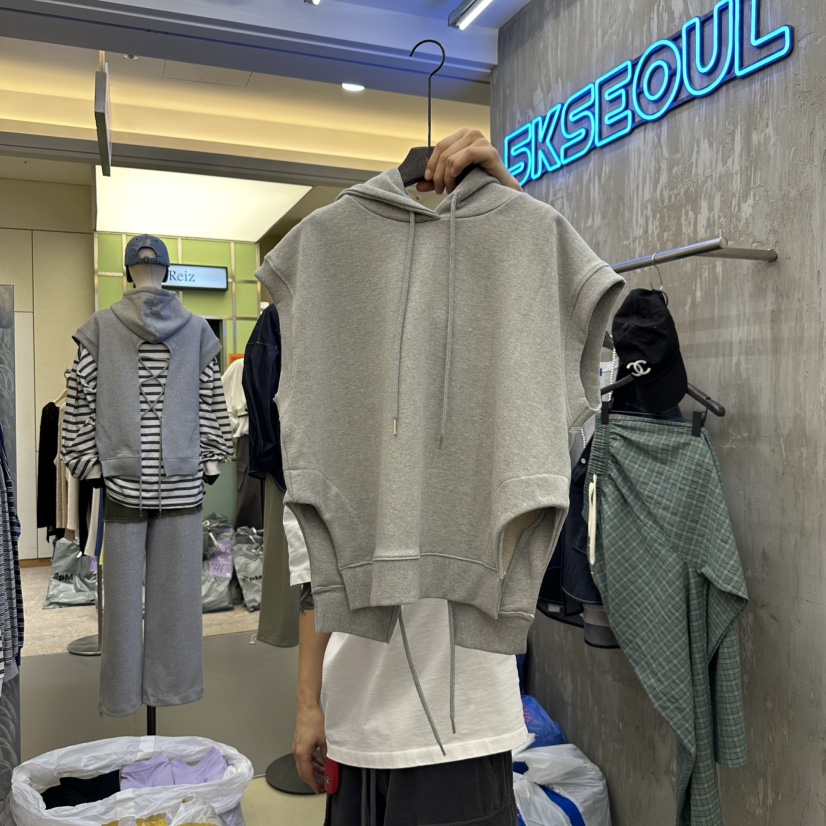 5K韓國直郵東大門代購女裝新款人氣熱賣真品25春夏吊帶背心連帽5K吊帶/背心圖色2