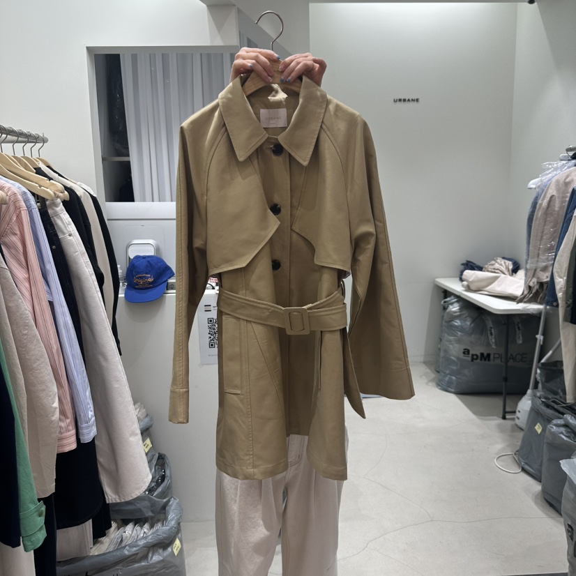URBANE-P韓國直郵東大門實拍女裝新款熱賣25春夏長款風衣含腰帶URBANE-P長款風衣