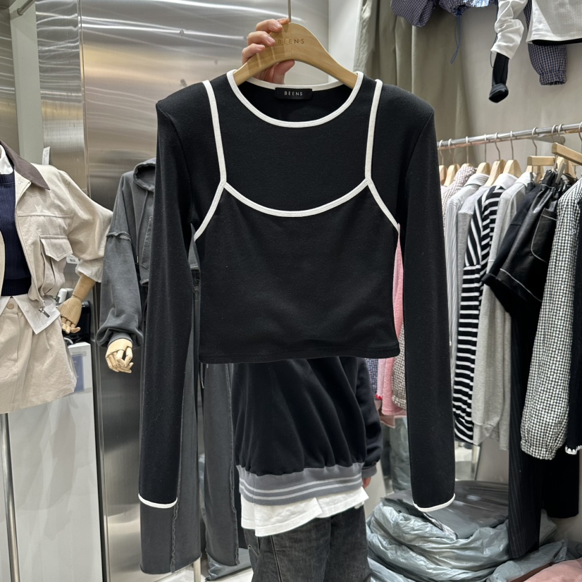 BEENS韓國直郵東大門實拍女裝新品人氣時尚熱賣休閑長袖T恤BEENS長袖T恤圖色2