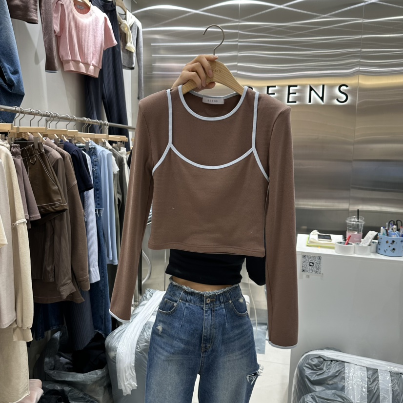 BEENS韓國直郵東大門實拍女裝新品人氣時尚熱賣休閑長袖T恤BEENS長袖T恤圖色3