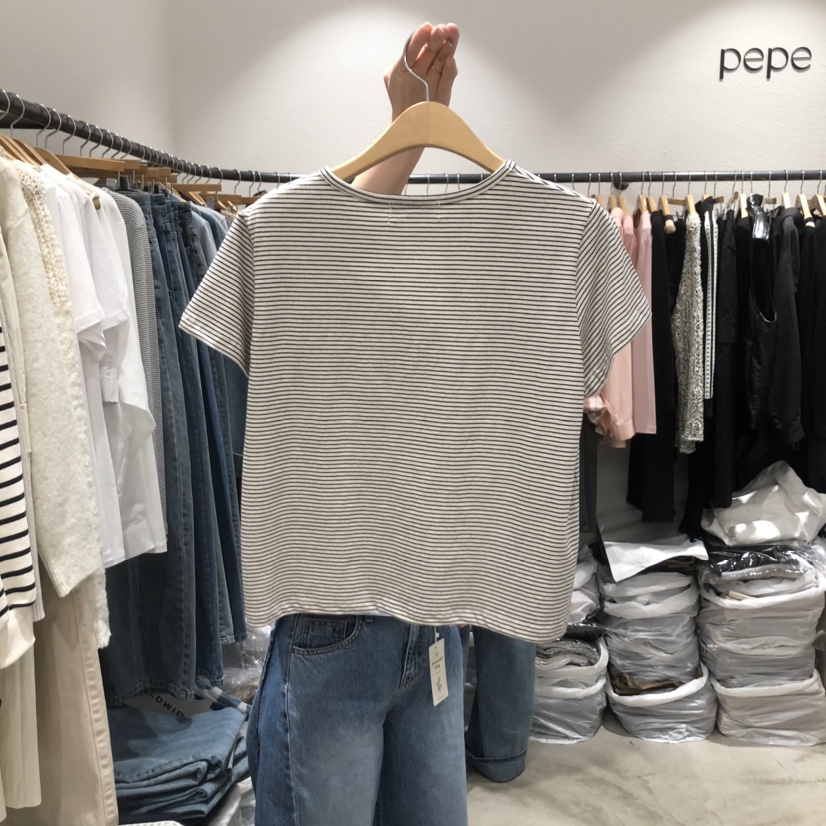 ALMOND PEPE韓國直郵東大門實拍女裝新品熱賣時尚25春夏T恤ALMOND PEPET恤