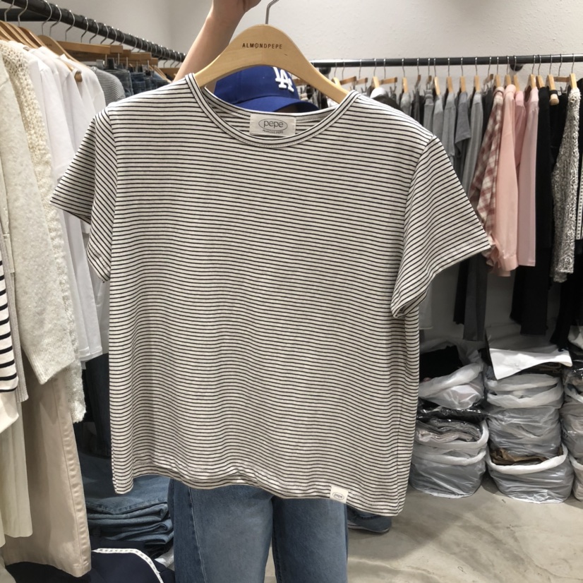 ALMOND PEPE韓國直郵東大門實拍女裝新品熱賣時尚25春夏T恤ALMOND PEPET恤