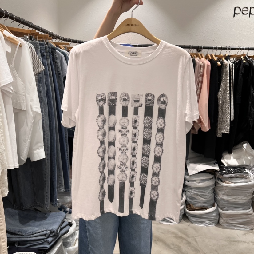 ALMOND PEPE直郵韓國代購女裝新品休閑推薦人氣職業25春夏T恤ALMOND PEPET恤圖色2