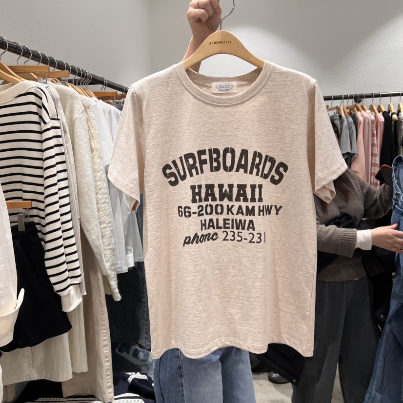 ALMOND PEPE韓國直郵東大門代購女裝新品人氣25春夏T恤復古ALMOND PEPET恤圖色3