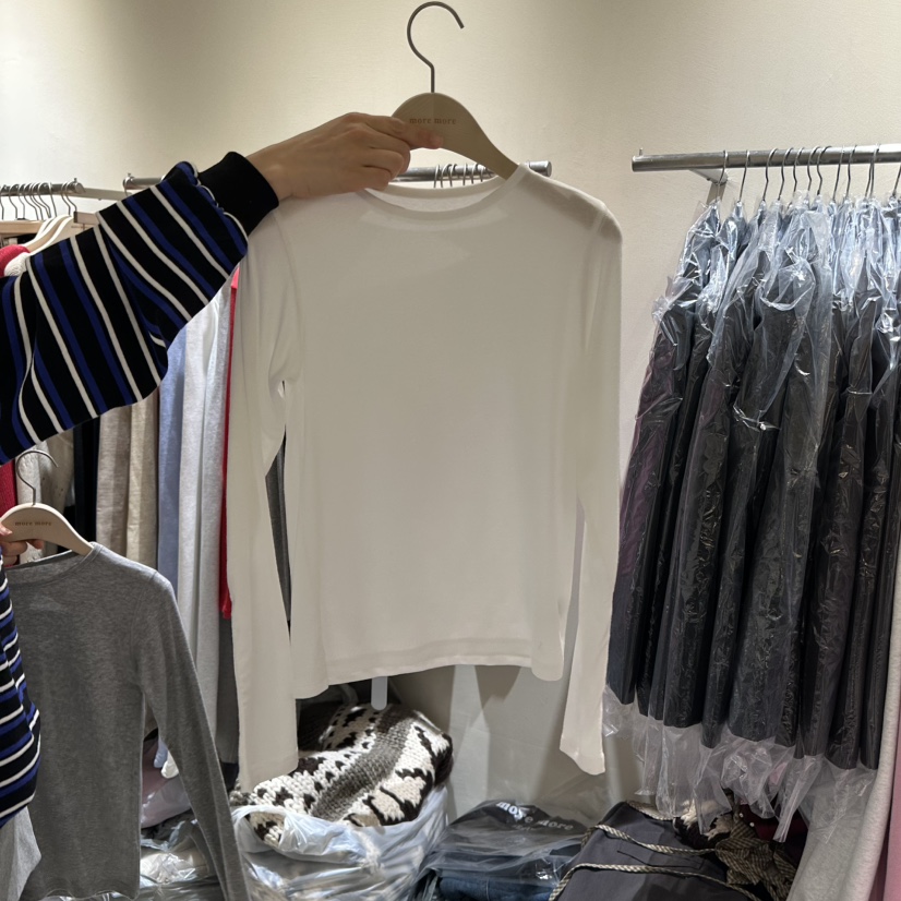 MOREMORE韓國㊣直郵東大門代購女裝新品時尚職業休閑長袖T恤more more長袖T恤圖色2