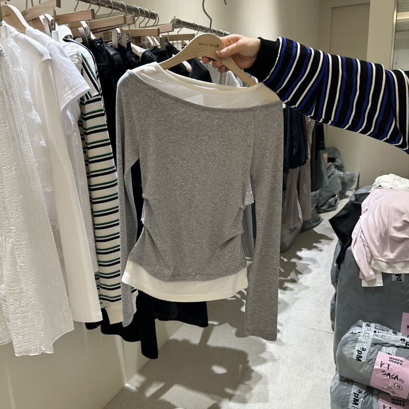 MOREMORE韓國㊣直郵東大門代購女裝新品25春夏時尚職業長袖T恤more more長袖T恤圖色3