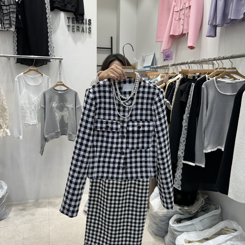 TERAIS韓國直郵㊣女裝新款熱賣推薦職業25春夏休閑夾克粗花呢TERAIS夾克圖色1