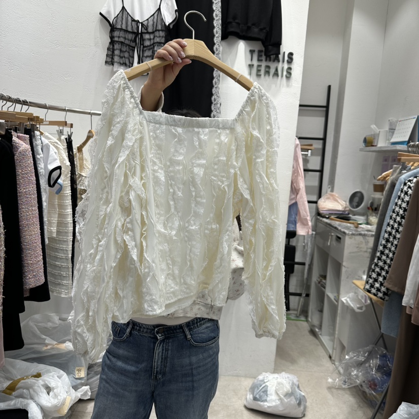 TERAIS韓國直郵㊣女裝新品時尚休閑推薦人氣襯衫蕾絲衫流蘇TERAIS襯衫/蕾絲衫