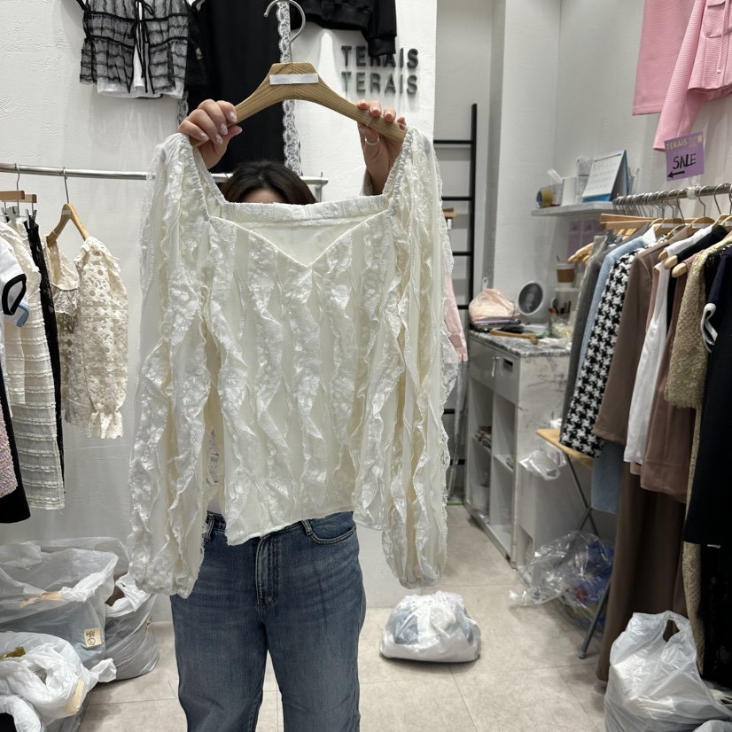 TERAIS韓國直郵㊣女裝新品時尚休閑推薦人氣襯衫蕾絲衫流蘇TERAIS襯衫/蕾絲衫圖色1