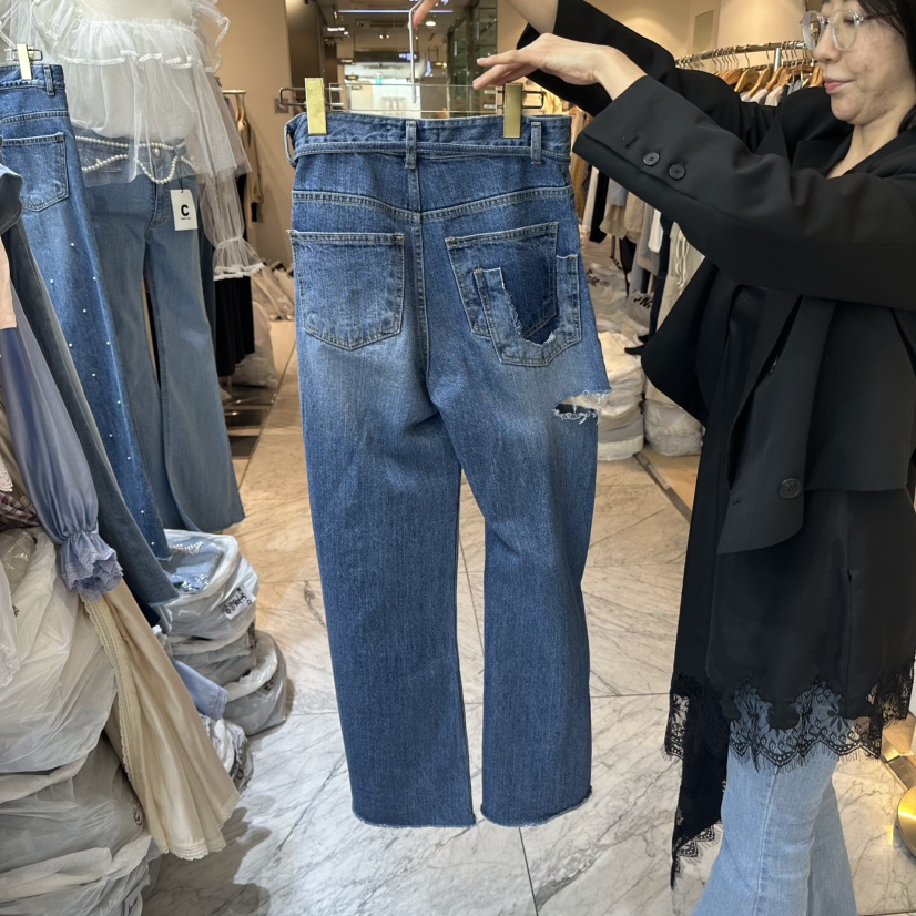 CHEAP-CHIC韓國㊣直郵東大門代購女裝新款熱賣牛仔褲含腰帶CHEAP-CHIC/CHARLES THE SECOND牛仔褲