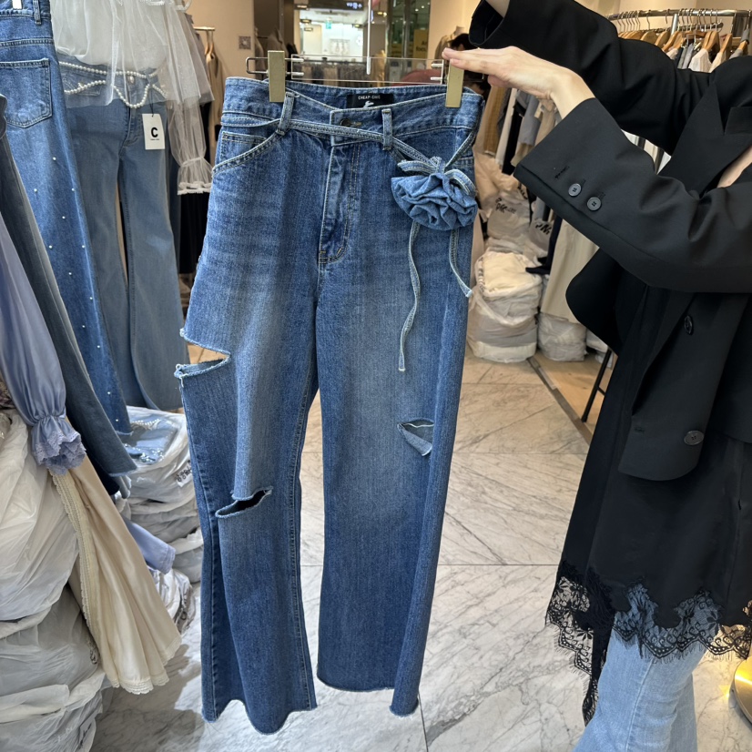CHEAP-CHIC韓國㊣直郵東大門代購女裝新款熱賣牛仔褲含腰帶CHEAP-CHIC/CHARLES THE SECOND牛仔褲