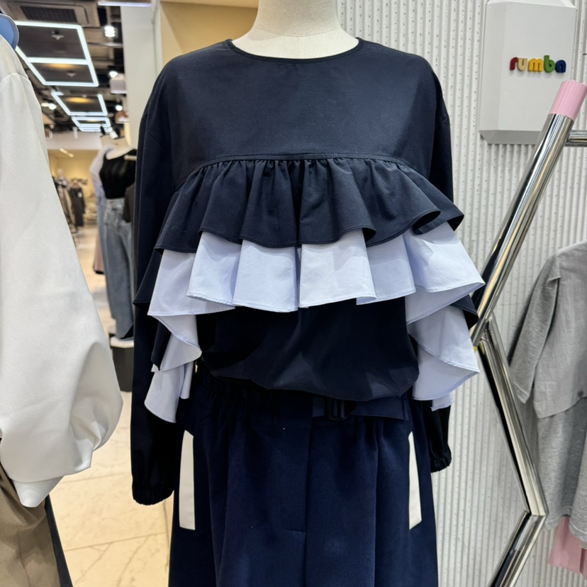 RUMBA韓國直郵㊣女裝新款推薦休閑25春夏職業時尚襯衫蕾絲衫RUMBA襯衫/蕾絲衫