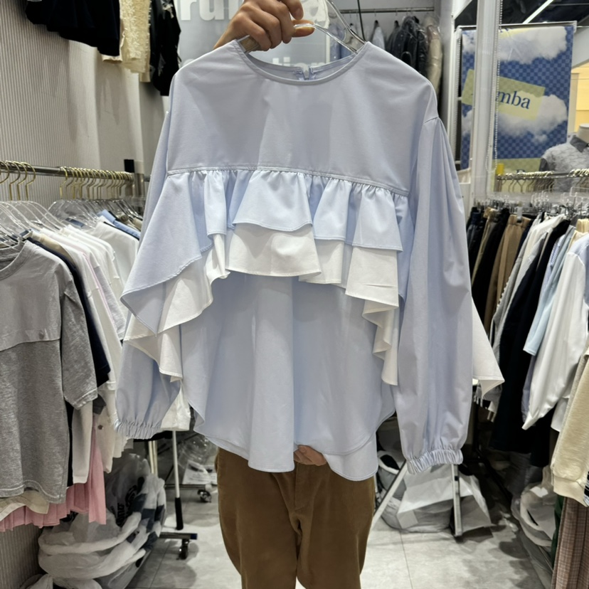 RUMBA韓國直郵㊣女裝新款推薦休閑25春夏職業時尚襯衫蕾絲衫RUMBA襯衫/蕾絲衫圖色2