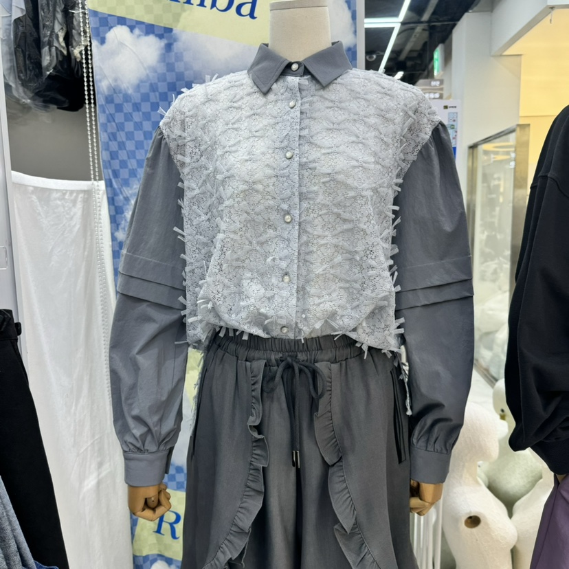 RUMBA韓國直郵㊣女裝新品時尚推薦25春夏熱賣人氣襯衫蕾絲衫RUMBA襯衫/蕾絲衫