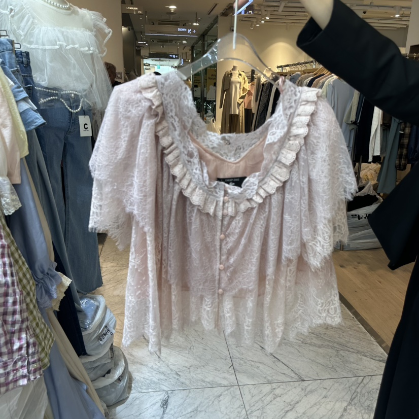 CHEAP-CHIC韓國直郵㊣女裝新品熱賣職業25春夏襯衫蕾絲衫蕾絲CHEAP-CHIC/CHARLES THE SECOND襯衫/蕾絲衫