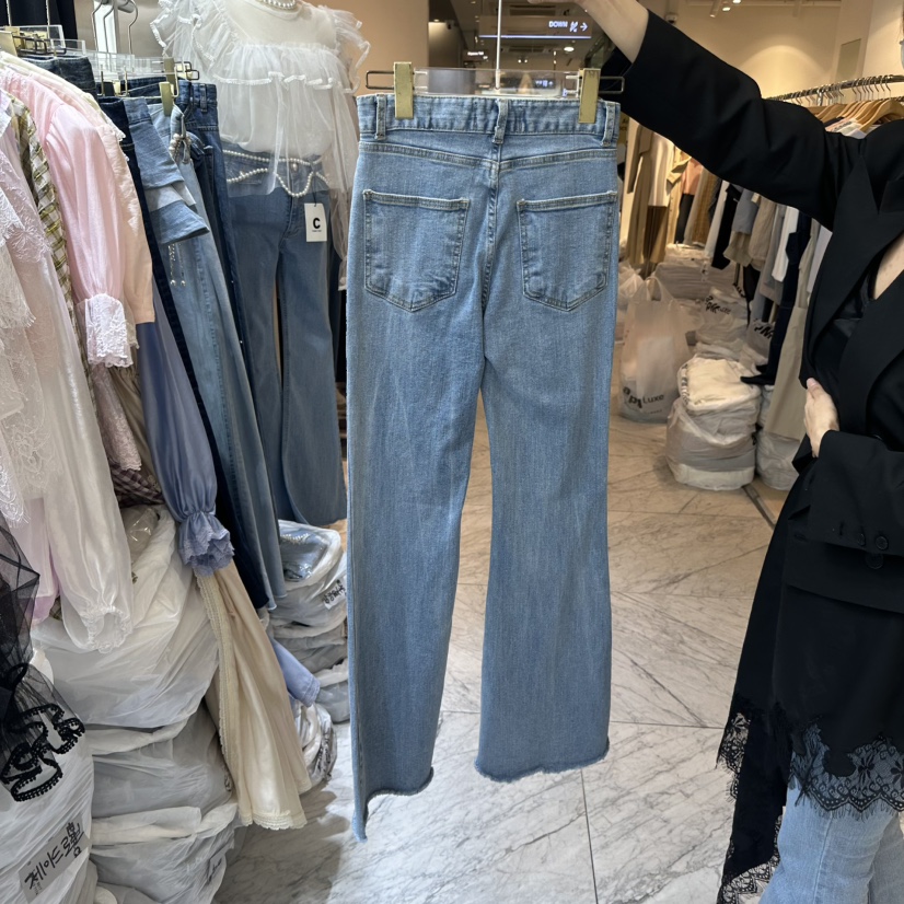 CHEAP-CHIC韓國㊣直郵東大門代購女裝新品職業休閑牛仔褲喇叭CHEAP-CHIC/CHARLES THE SECOND牛仔褲