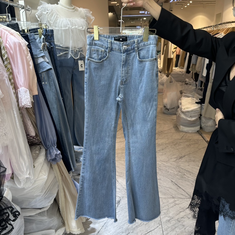 CHEAP-CHIC韓國㊣直郵東大門代購女裝新品職業休閑牛仔褲喇叭CHEAP-CHIC/CHARLES THE SECOND牛仔褲