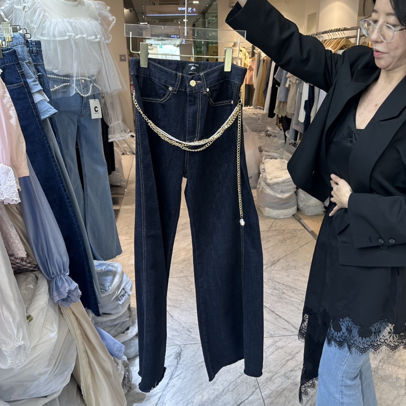 CHEAP-CHIC韓國直郵㊣女裝新款時尚休閑職業牛仔褲不含腰帶CHEAP-CHIC/CHARLES THE SECOND牛仔褲