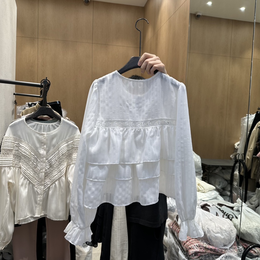 TRIPLE SEVEN韓國直郵㊣東大門實拍女裝新品職業襯衫蕾絲衫荷葉邊TRIPLE SEVEN襯衫/蕾絲衫
