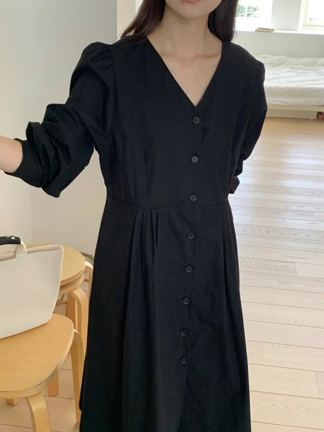 BASIC FEMME-베이직팜므-OT東大門直郵女裝新品休閑連衣裙褶皺BASIC FEMME連衣裙