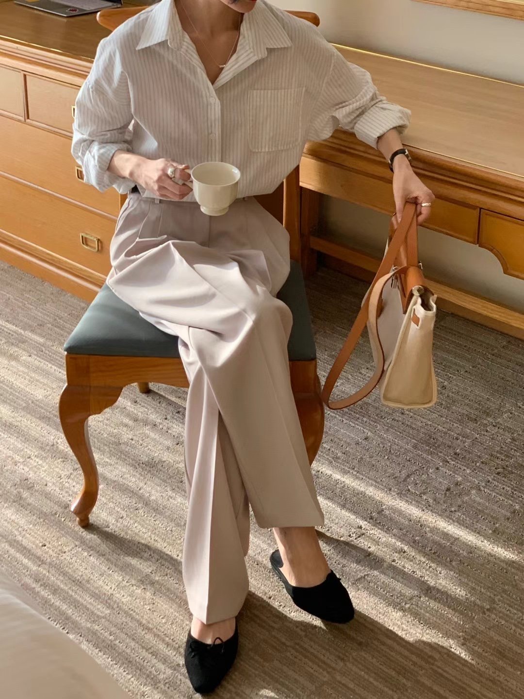 BASIC FEMME-베이직팜므-OT東大門代購女士新品休閑正裝褲西褲BASIC FEMME正裝褲/西褲