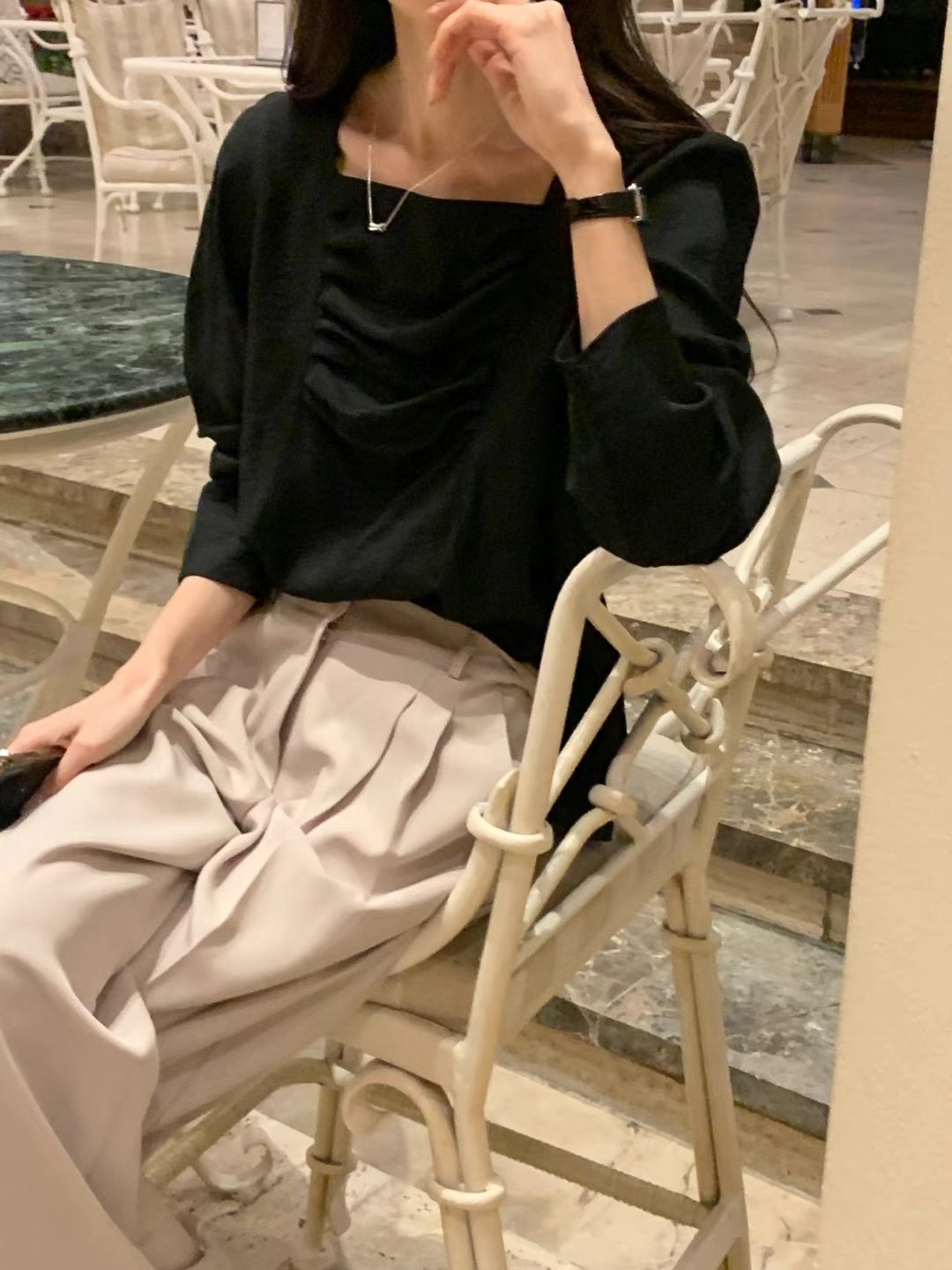 BASIC FEMME-베이직팜므-OT東大門代購女裝新款25春夏襯衫蕾絲衫BASIC FEMME襯衫/蕾絲衫